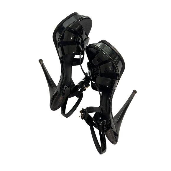 Yves Saint Laurent Tribute 105 Slingback Sandals in Nero Vitello Vernice Soft - Picture 7 of 8